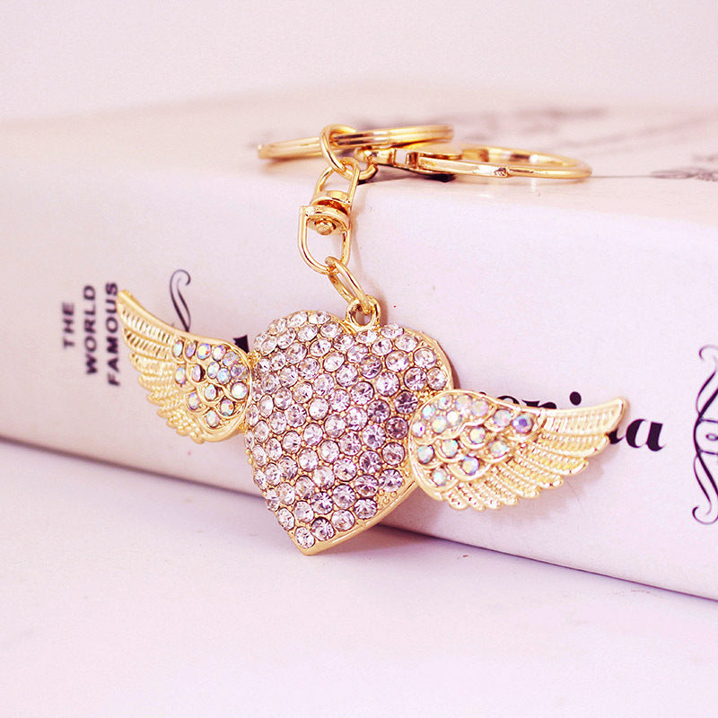 Wholesale Full Diamond Love Wings Zinc Alloy Keychains